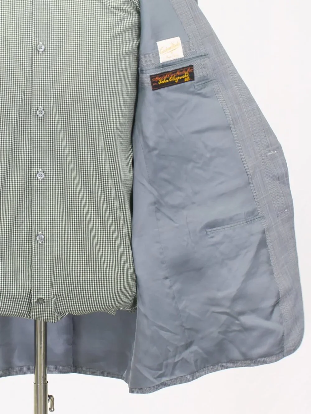 Bespoke 44R 38x30 Gray Full Suit 2-Button Check R969